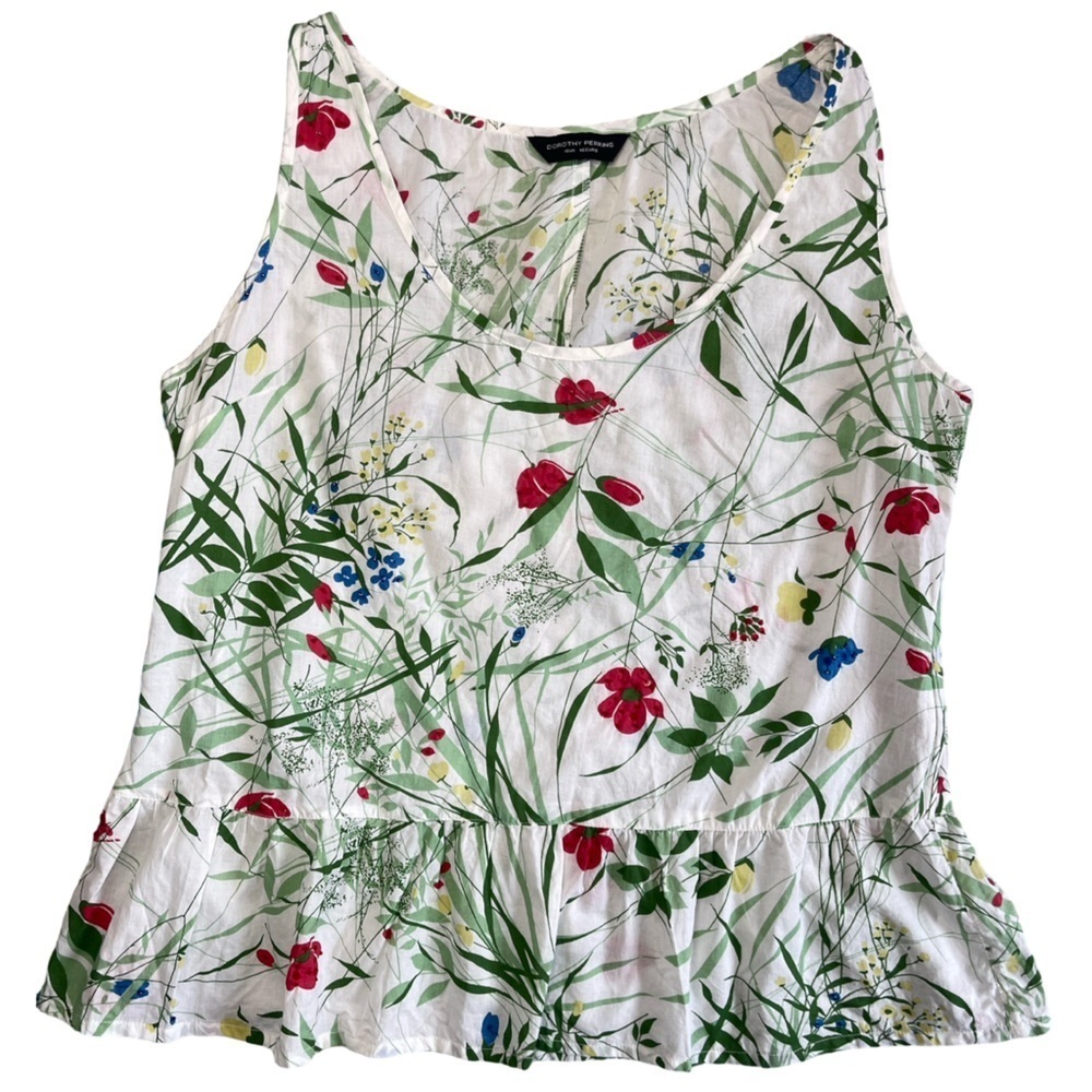 DOROTHY PERKINS FLORAL PEPLUM TANK COTTAGECORE BOTANICAL GARDEN PARTY -  SIZE 18 - Picture 3 of 14